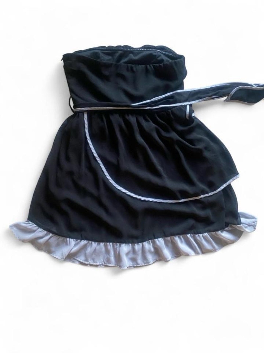Black and Gray Strapless Dress with Sash - Picture 3 of 5